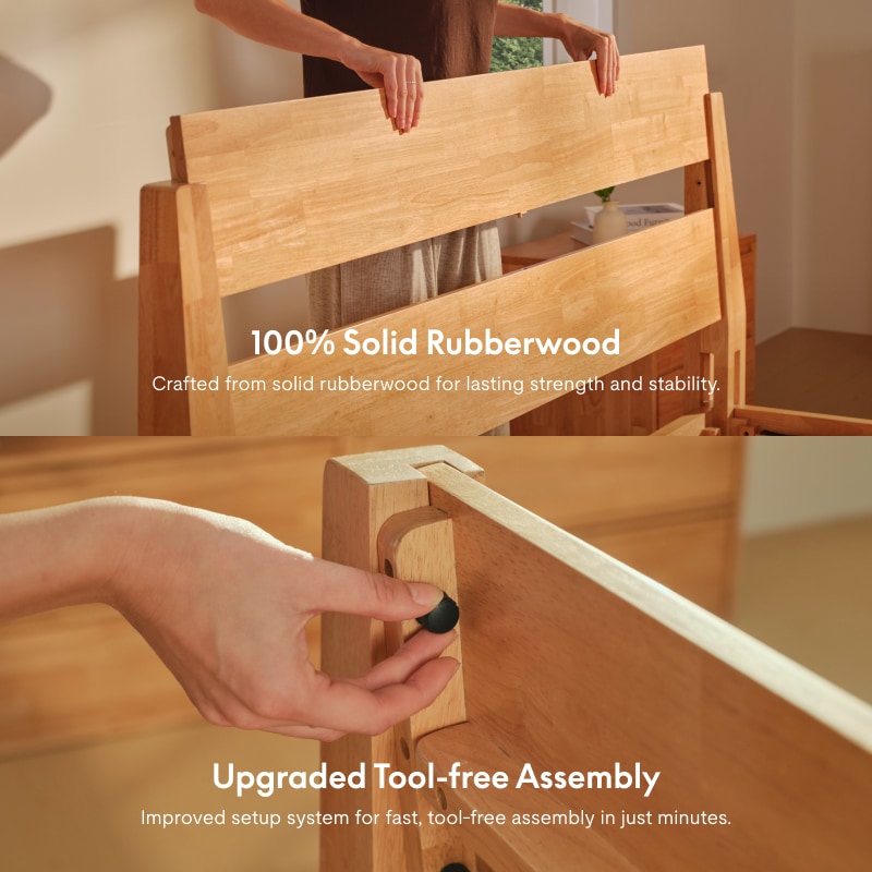 FlexiSpot Kana Japanese Joinery Bed with Headboard | Simple Design